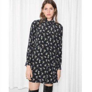 & Other Stories Black Floral Shirt Dress